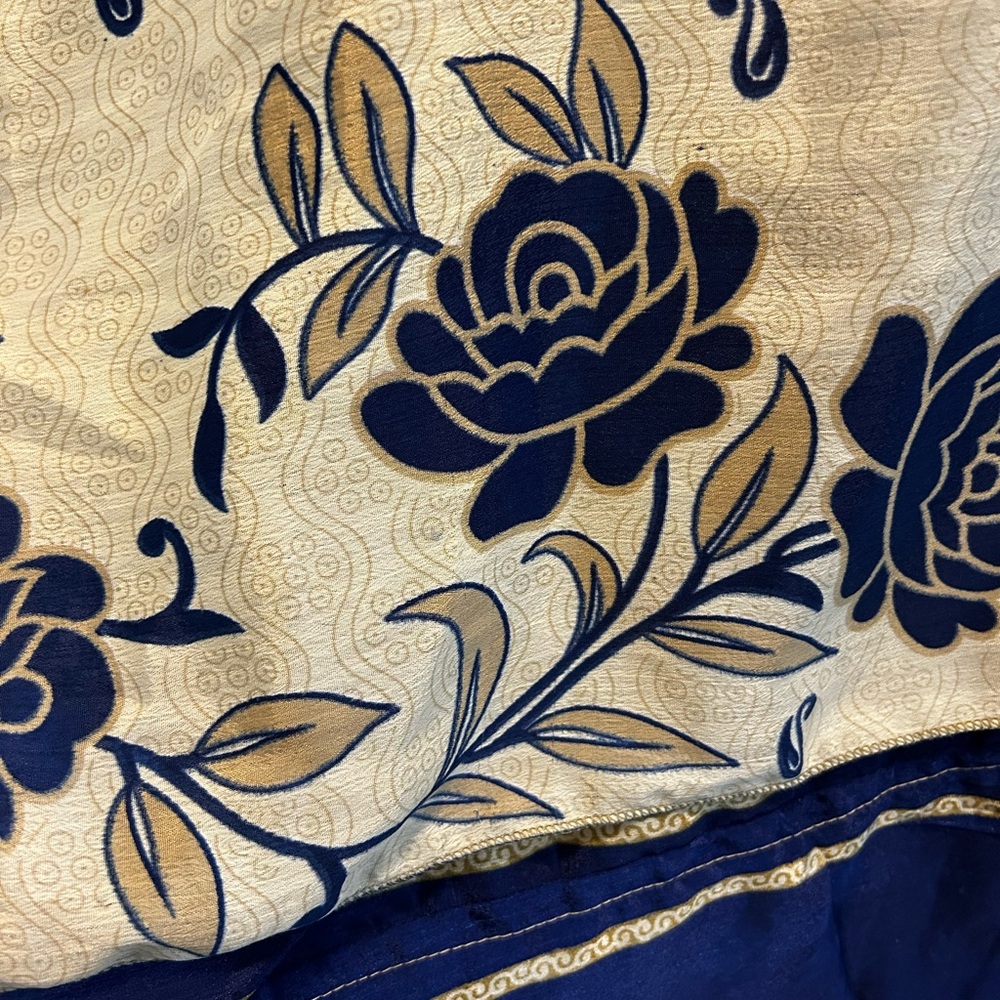 Sari Wrap Skirt - Navy and Cream - Picture 3 of 4